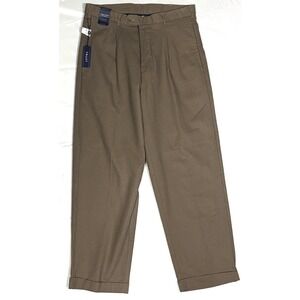 NWT New TRUST Mens 36x30 Color Mushroom Pleated Dress Pants Cuffed Linen Blend